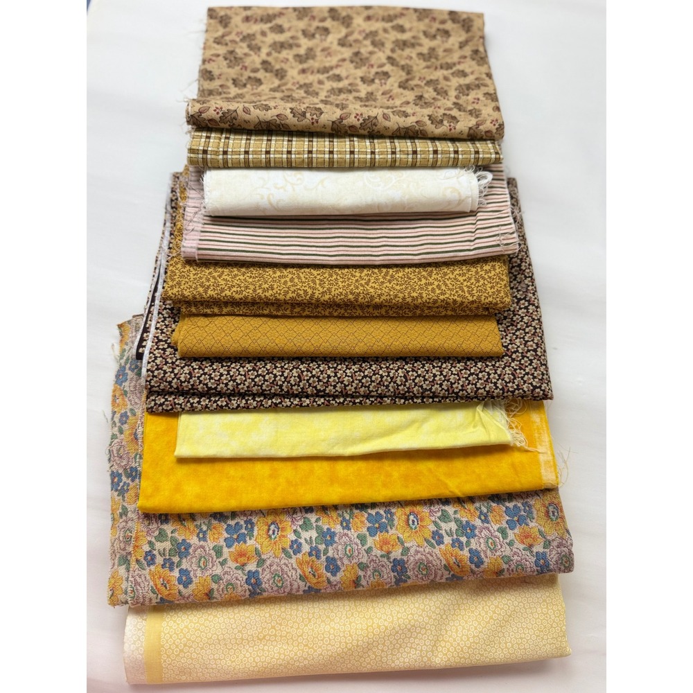 Vintage Midcentury Modern Fabric Bundle ~6 yards Yellows/Browns